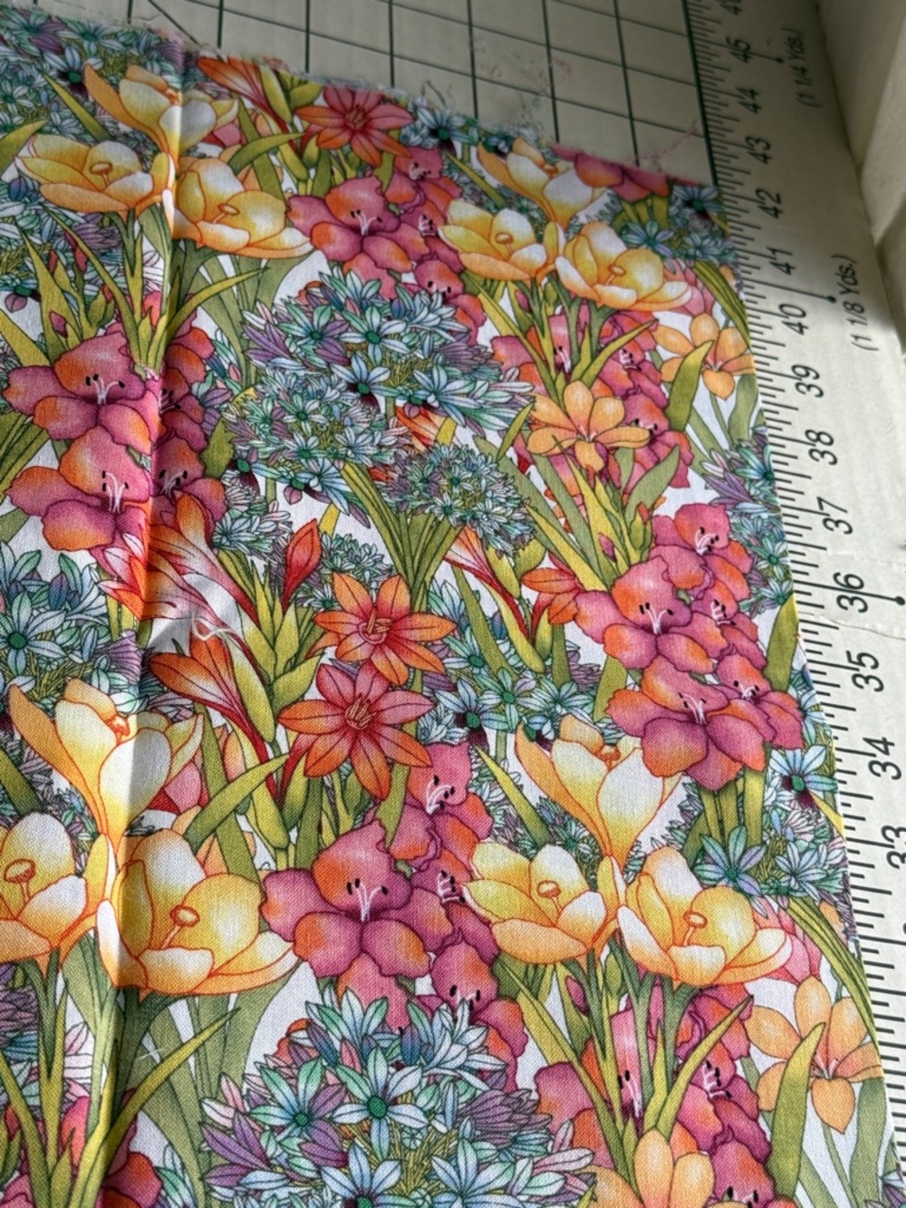 Floral Quilting Cotton Fabric Joy Hall Springs Creative 1+ Yard Bright Flowers - Picture 8 of 10